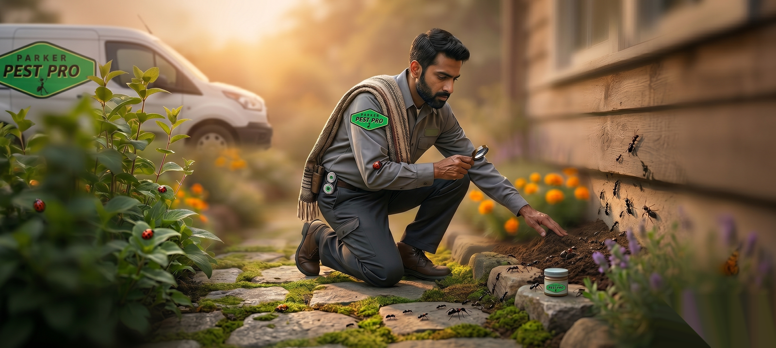 Parker Pest Pro IPM-based eco-friendly pest control treatment in Northern California garden